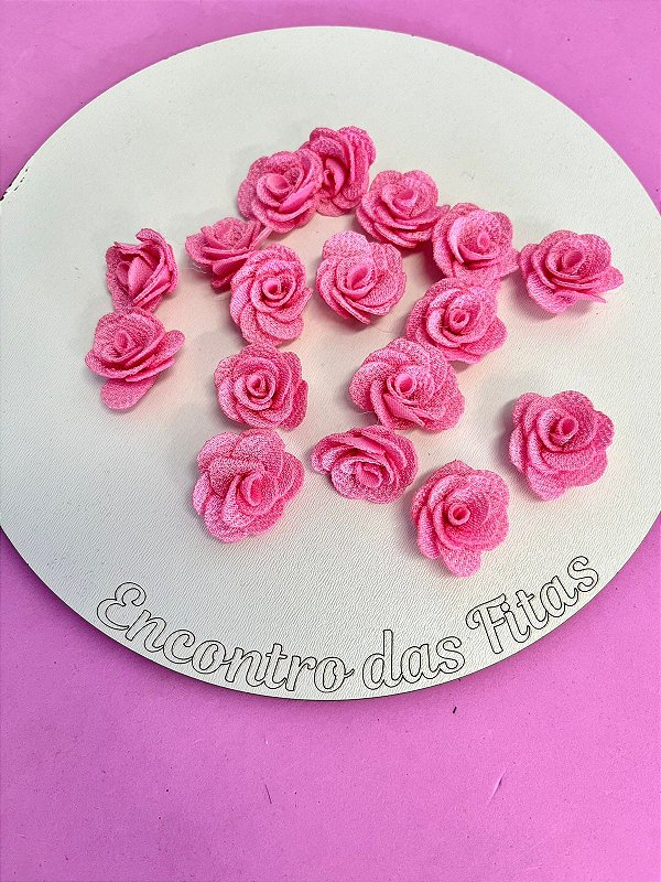 Flor de Poliéster Rosa Princesa (médio) (2,5cm)