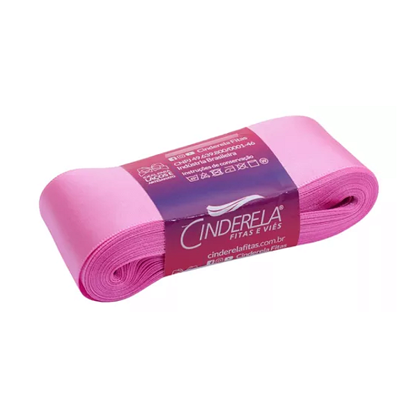 Fita de Cetim Cinderela Rolo de 10 metros - Rosa Chiclete