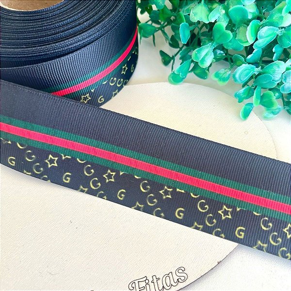 Fita de Gorgorão Estampada Sakura 38mm Gucci - Metro