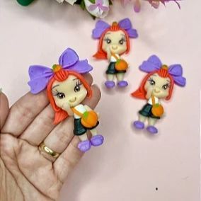 Boneca Bruxinha de Biscuit Halloween - Cabelo Laranja