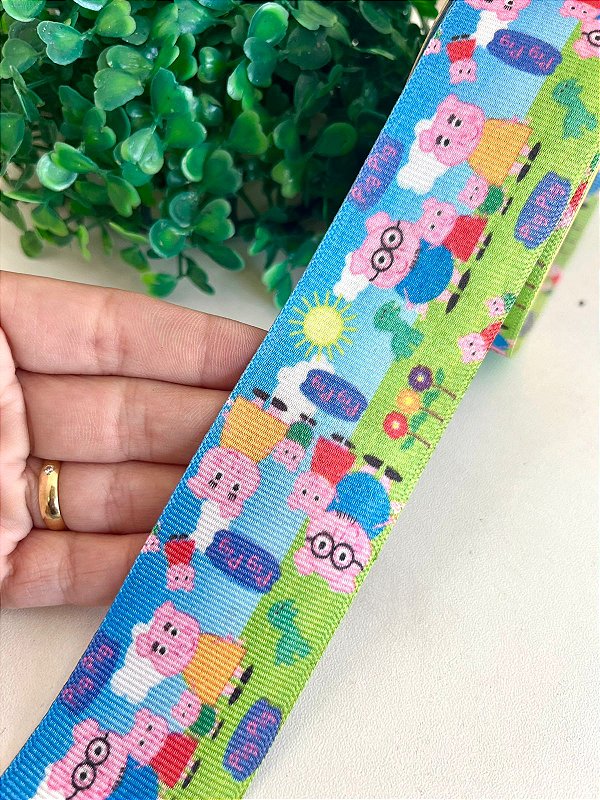 Fita de Gorgorão Estampada Art Fitas 38mm - Peppa e Família