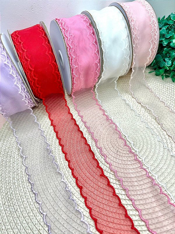 Fita Importada Organza Borda Ondulada 38mm - Metro