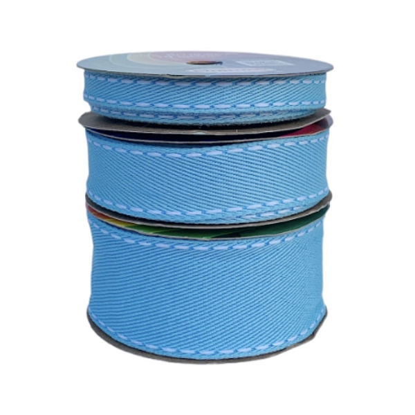 Fita Jeans Sinimbu Azul Bebê com Pesponto Branco