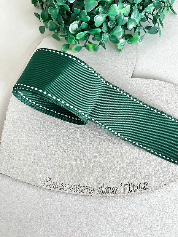 Fita Gorgorão Yama com Pesponto Branco - Verde 587 38mm