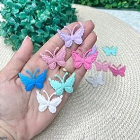 Aplique Borboleta Prensada Cores Sortidas - 10 unidades mista