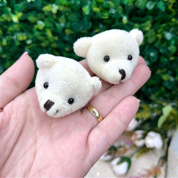 Aplique Bichinho de Pelúcia 5cm - Cabeça de Urso Off White - Unidade