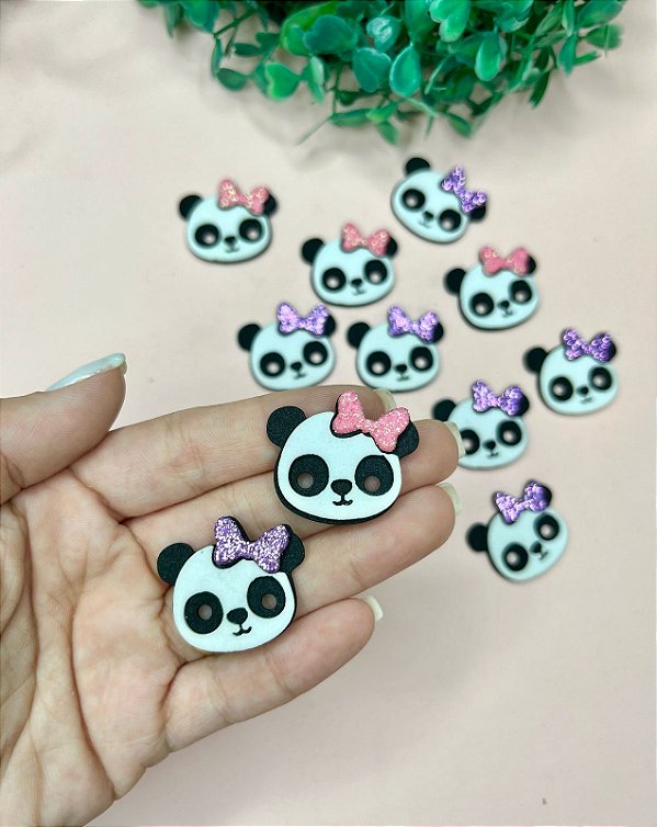 Aplique de EVA Panda com Lacinho - Unidade