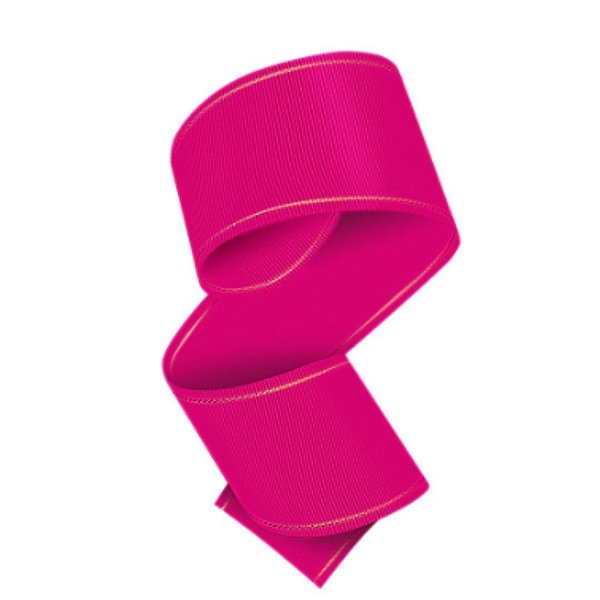 Fita de Gorgorão Cinderela com a Borda Dourada - Pink - Metro