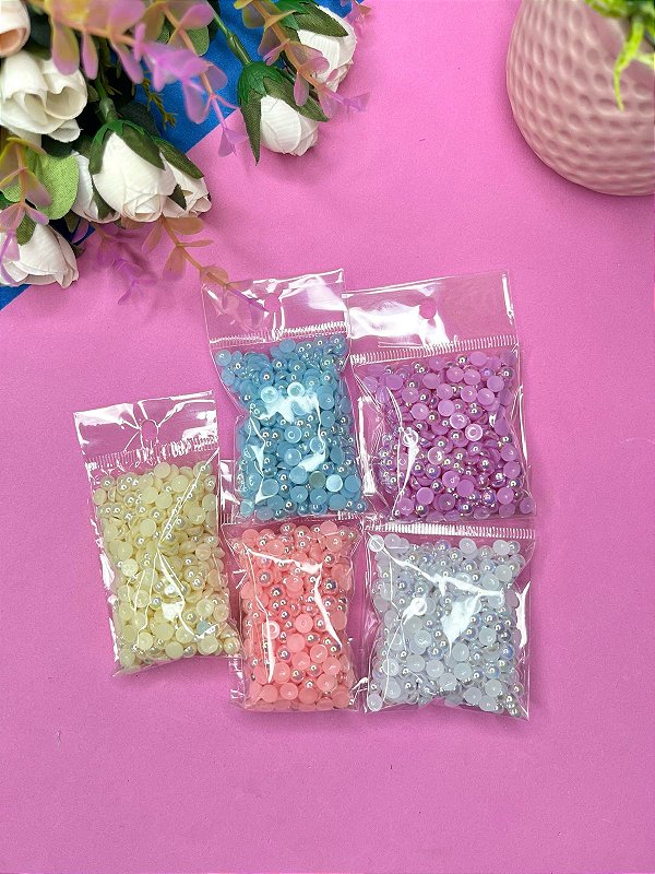 Meia Pérola Irizada Para Colagem 6mm 20g