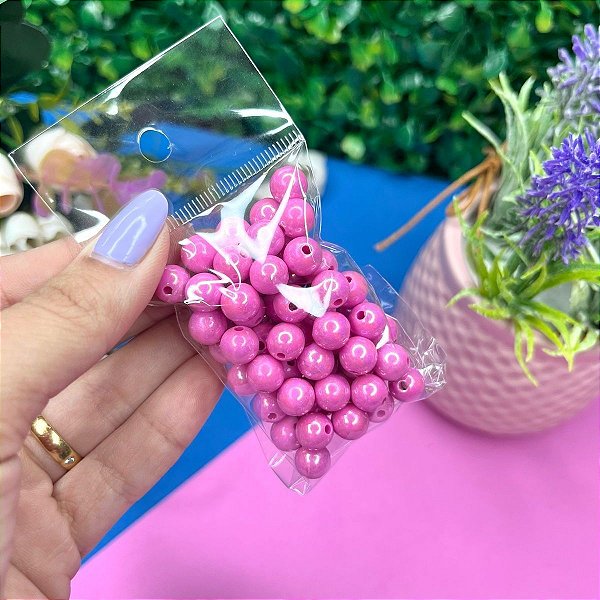Miçanga Bola Leitosa Irizada 8mm 20 gramas - Rosa Chiclete