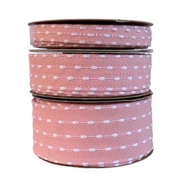 FITA SINIMBU PESPONTO POMPOM PONTILHADO - ROSA BEBE