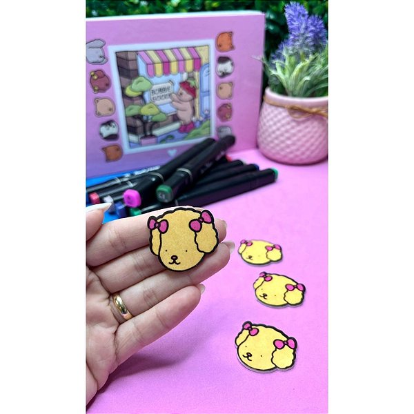 Aplique de Acrílico Fino Bobbie Goods Laço Rosa - Unidade