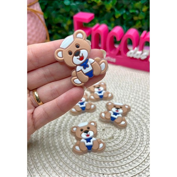 Aplique Emborrachado Urso Marinheiro Azul - Unidade