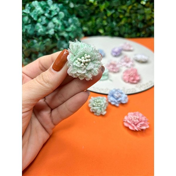 Aplique Flor de Tecido 3cm - Verde - Unidade