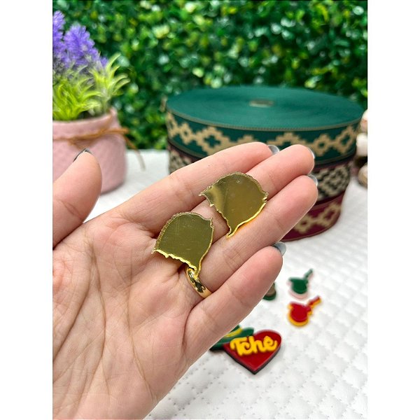 Aplique de Acrílico Dourado Mapa do RS 2,5cm - Unidade