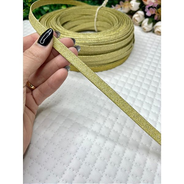Tira de Lonita de Glitter Dourado 10mm - Metro
