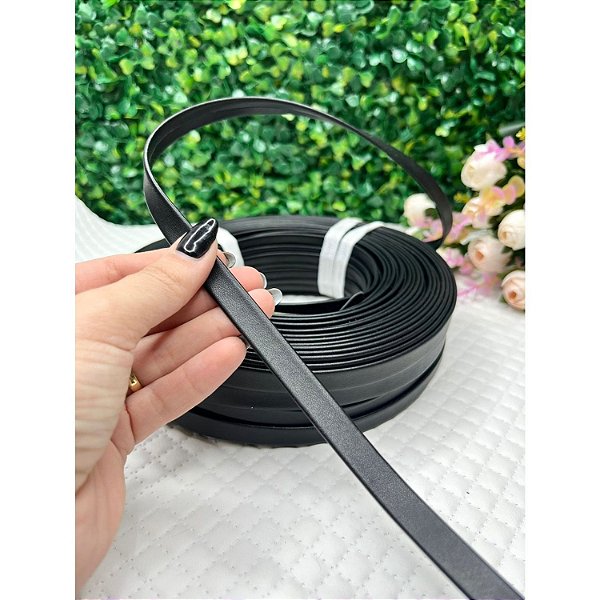 Tira de Napa Preto 10mm - Metro