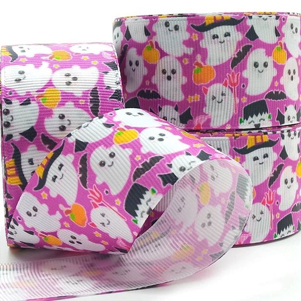 Fita de Gorgorão Estampada Sakura 38mm Halloween Fantasminhas - Metro