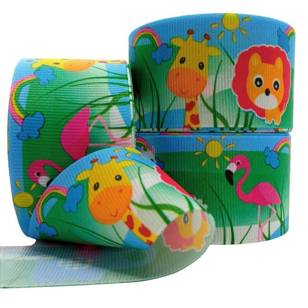 Fita de Gorgorão Estampado Sakura 38mm Safari - Metro