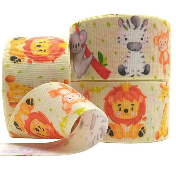 Fita de Gorgorão Estampado Sakura 38mm Safari Baby - Metro