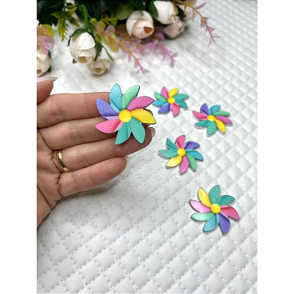 Aplique de Acrílico Catavento Colorido - Unidade