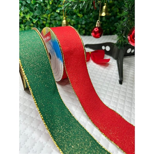 Coleção Natal: Fita Sinimbu Dupla Face (Duas Cores) 38mm - Metro