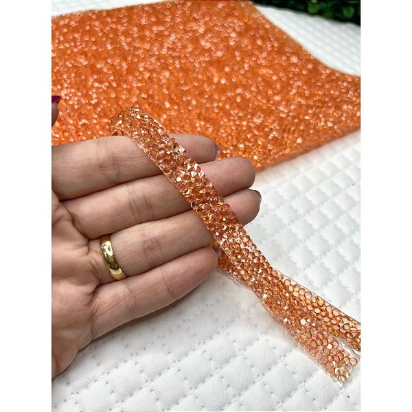 Manta de Strass - Laranja - 1x40cm