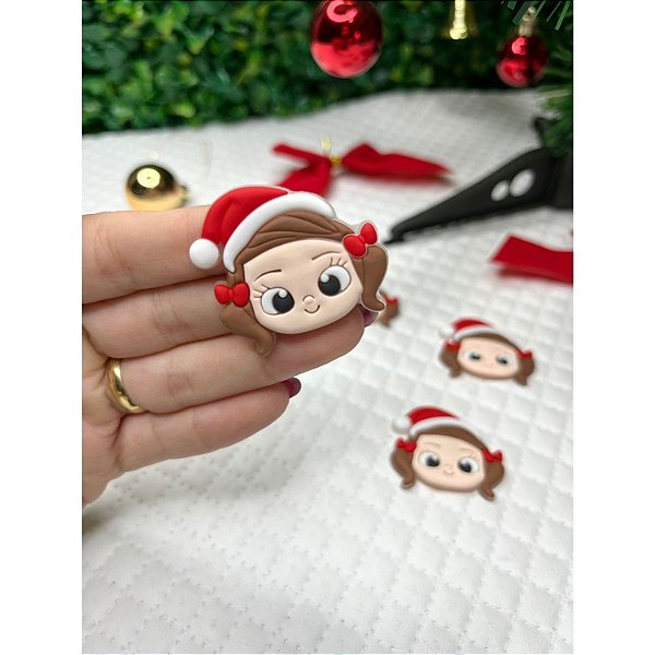 Aplique Emborrachado Natal Menina Rostinho - Unidade