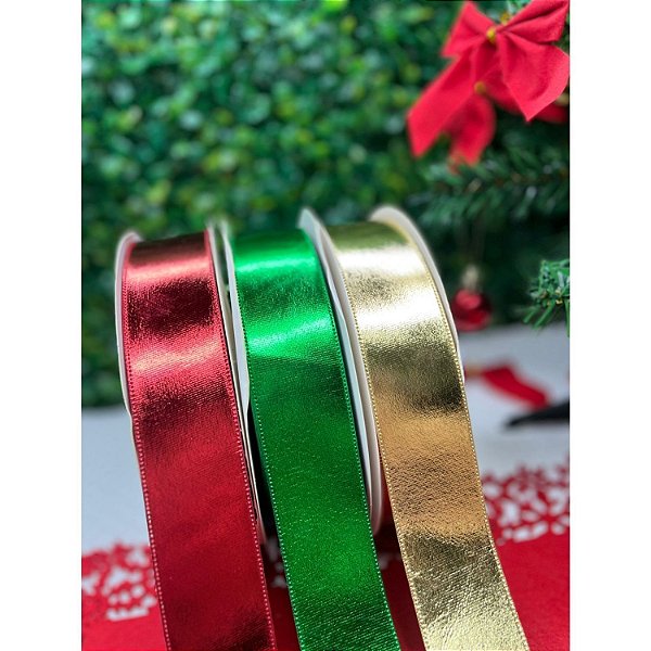 Coleção Natal: Fita Metalizada 38mm - Metro vermelho