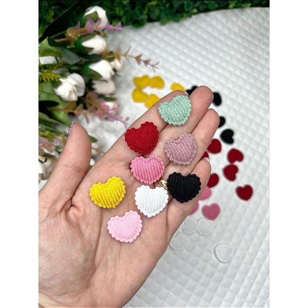 Aplique Mini Coração de Cotelê - Unidade rosa bebe