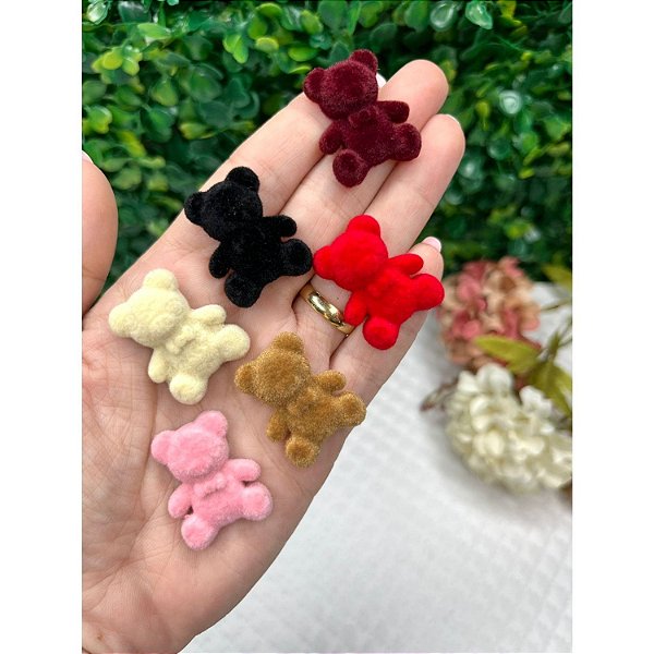 Aplique de Veludo Ursinho - Unidade vermelho