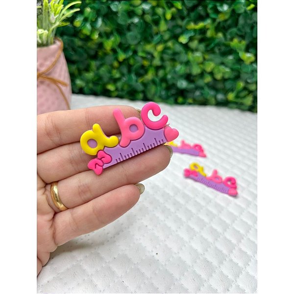 Aplique Emborrachado Escolar Régua Rosa - Unidade