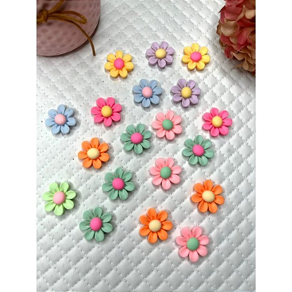 Aplique de Resina Flor Grande - 5 Unidades Sortidas