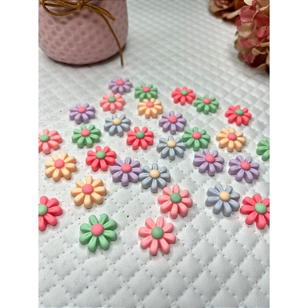 Aplique de Resina Flor Margarida - 5 Unidades Sortidas