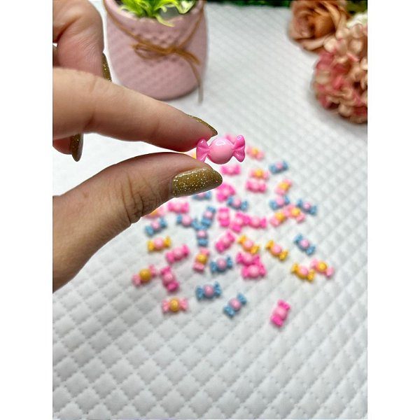 Aplique de Resina Mini Bombom - 10 Unidades Sortidas