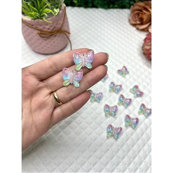 Aplique de Resina Borboleta Candy Colors - Unidade