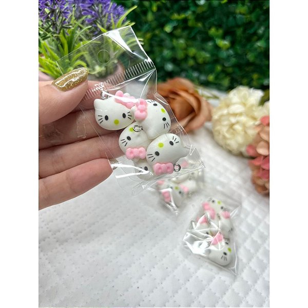 Pingente Hello Kitty Lacinho Rosa - 5 Unidades