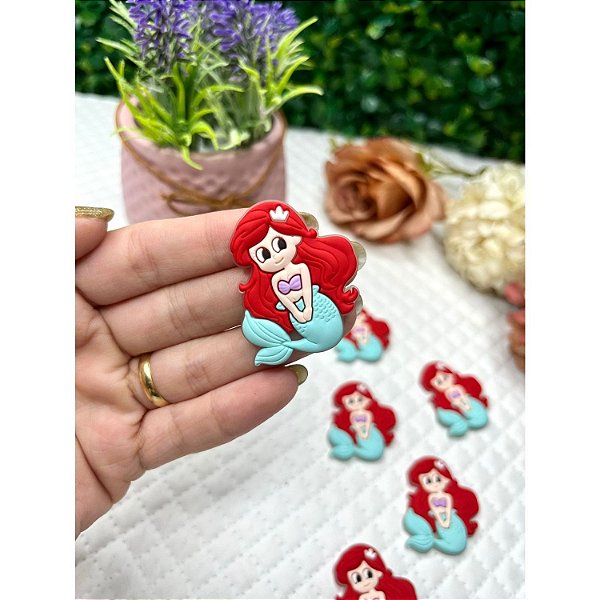 Aplique Emborrachado Sereia Cabelo Vermelho - Unidade