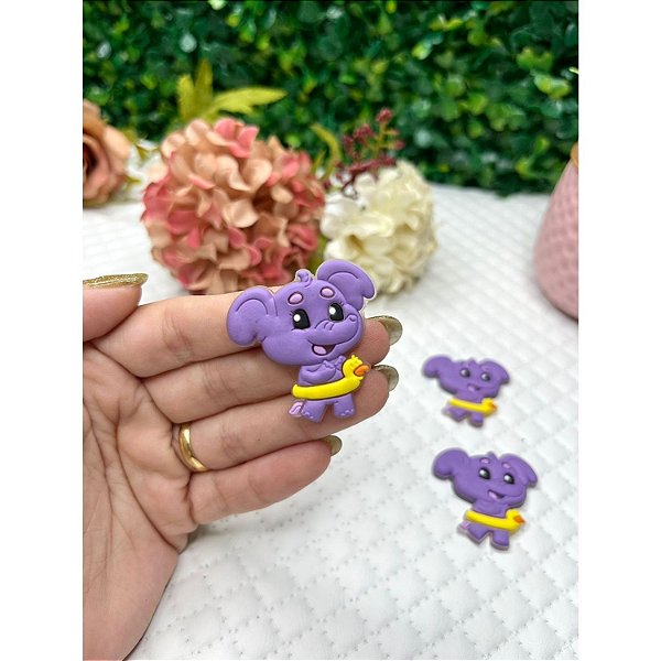 Aplique Emborrachado Elefante Lilás - Unidade