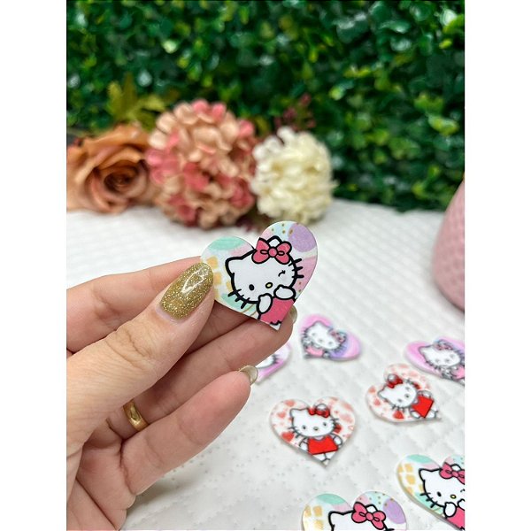 Aplique de Acrílico Coração Hello Kitty Candy - Unidade