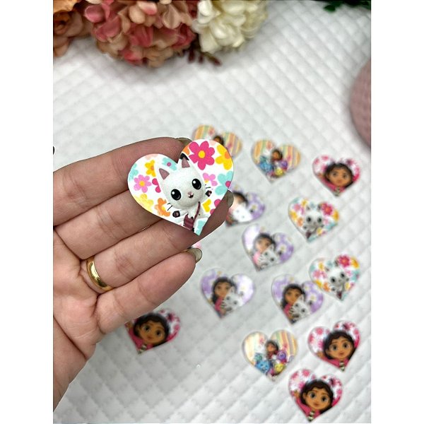 Aplique de Acrílico Coração Pandy (Gabby) - Unidade