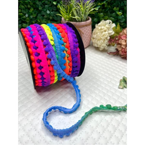 Pompom Bolinha em Metro 3mm Multicolor Neon - Metro