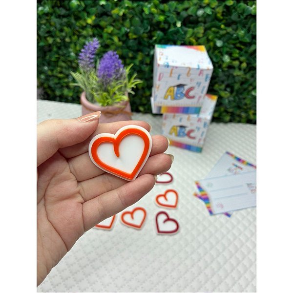 Aplique de Acrílico Coração Laranja - Unidade