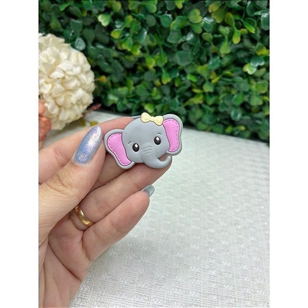 Aplique Emborrachado Elefante com Lacinho Amarelo - Unidade