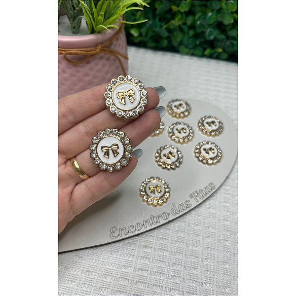 Aplique Chaton Redondo com Lacinho e Fundo Branco - Unidade