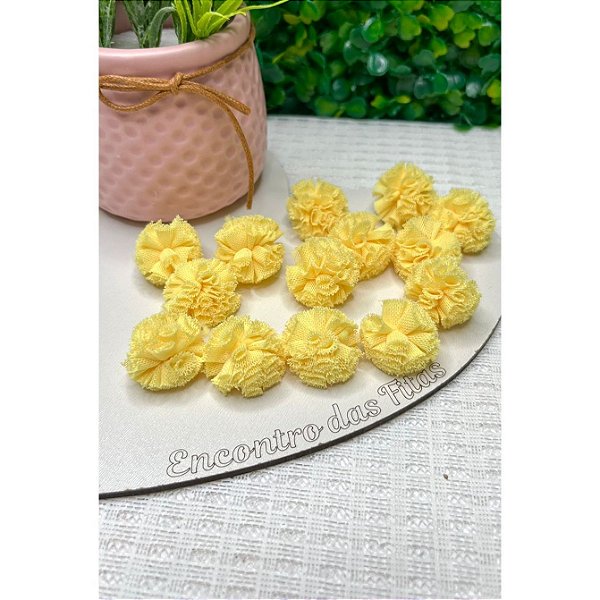 Pompom de Malha (renda) 2,5cm - Amarelo Claro - Unidade