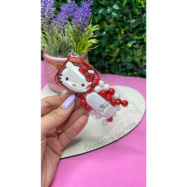 Kit Medida Certa de Prendedor de Chupeta - Hello Kitty Vermelha