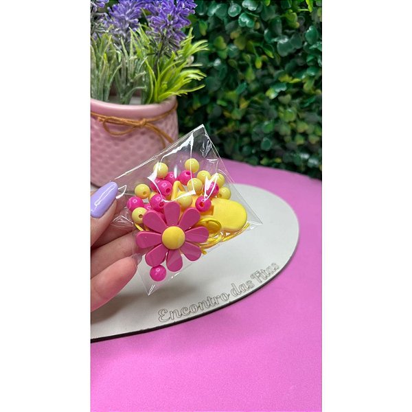 Kit Medida Certa de Prendedor de Chupeta - Flor Rosa