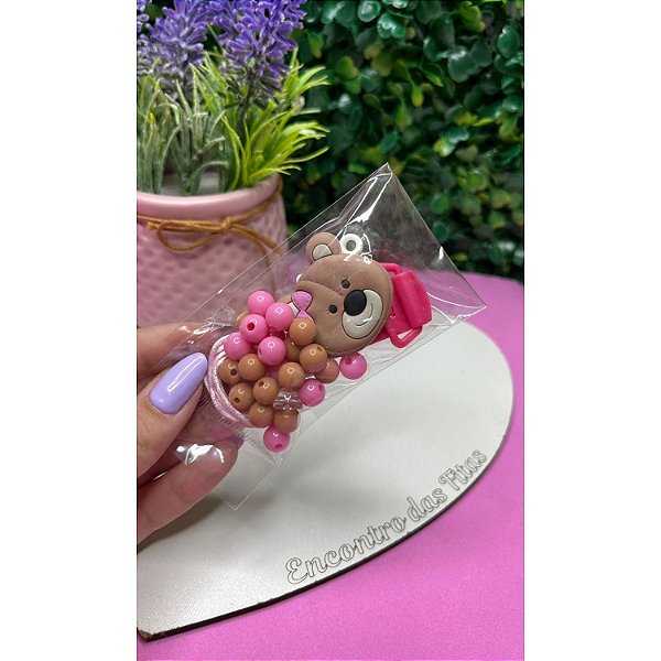 Kit Medida Certa de Prendedor de Chupeta - Urso Rosa