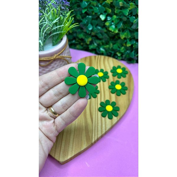 Aplique Emborrachado Brasil Flor Verde - Unidade
